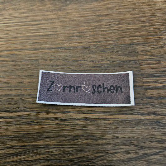 Kunstlederlabel - Zornröschen Braun