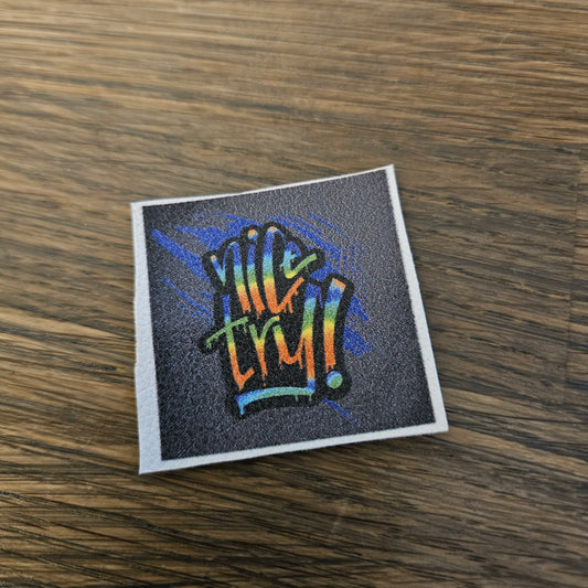 Kunstlederlabel - Nice Try  Blau