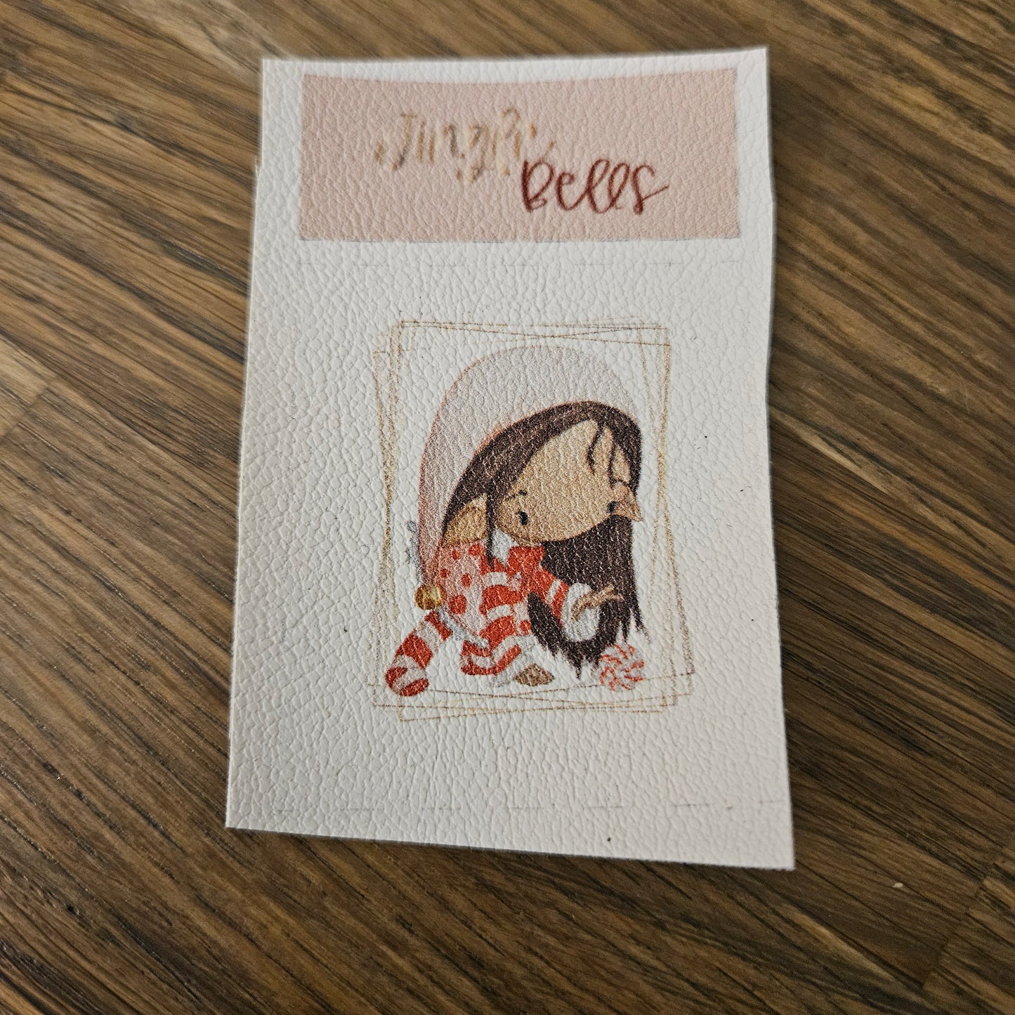 Kunstlederlabel Set - Jingle Bells Elf Rosa