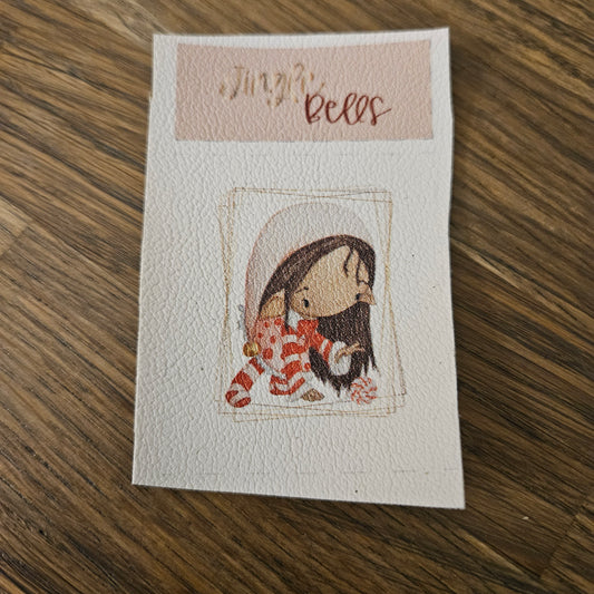 Kunstlederlabel Set - Jingle Bells Elf Rosa