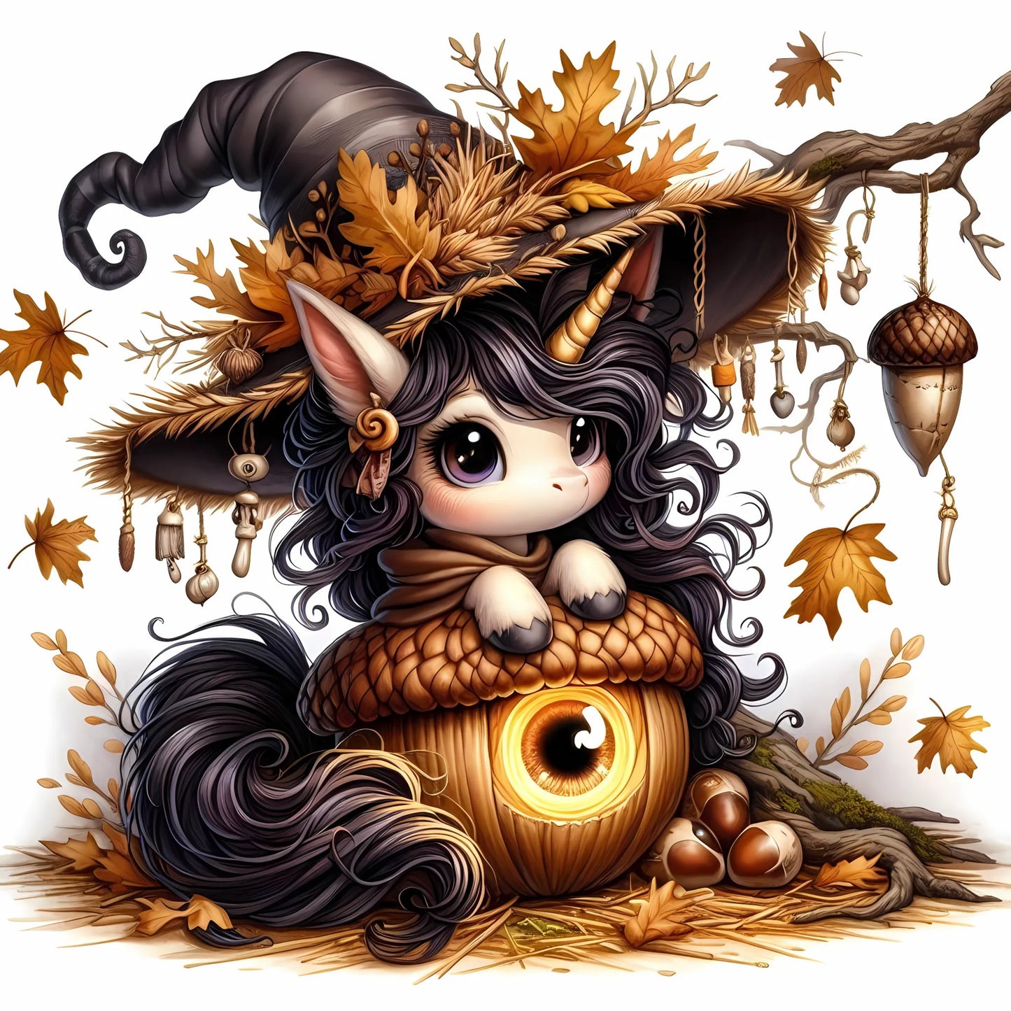 Auktion - Bügelbild - Halloween Einhorn 5 - 15cm