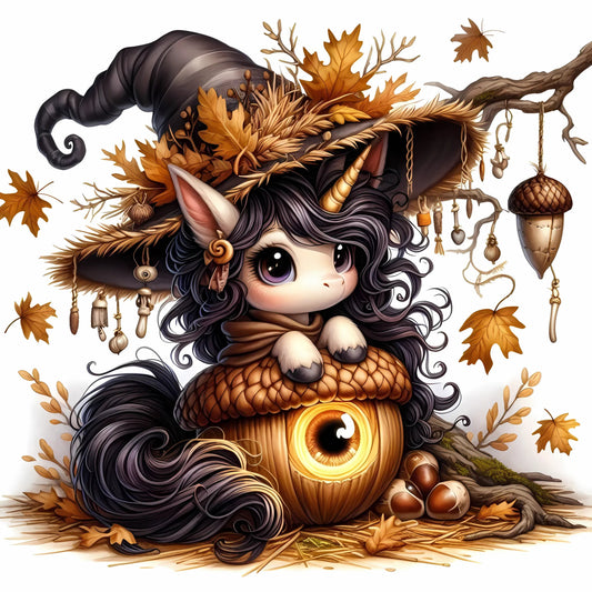 Auktion - Bügelbild - Halloween Einhorn 5 - 15cm