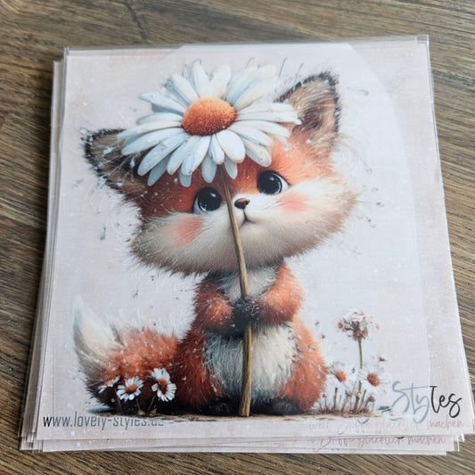 Bügelbild - Fuchs mit Blume ca. 15cm