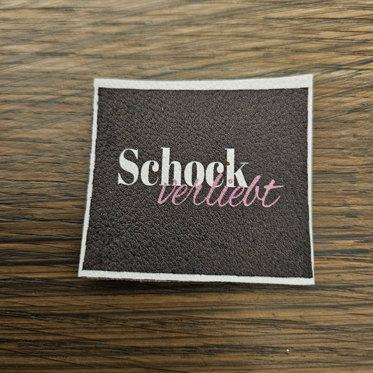 Kunstlederlabel - SchockVerliebt Dunkelbraun/Pink