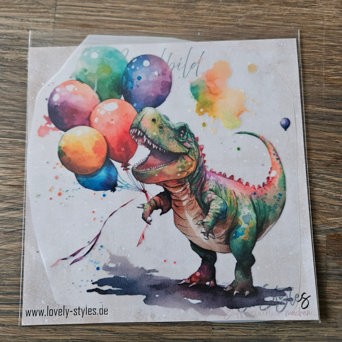 Bügelbild - T Rex Ballon ca. 15cm