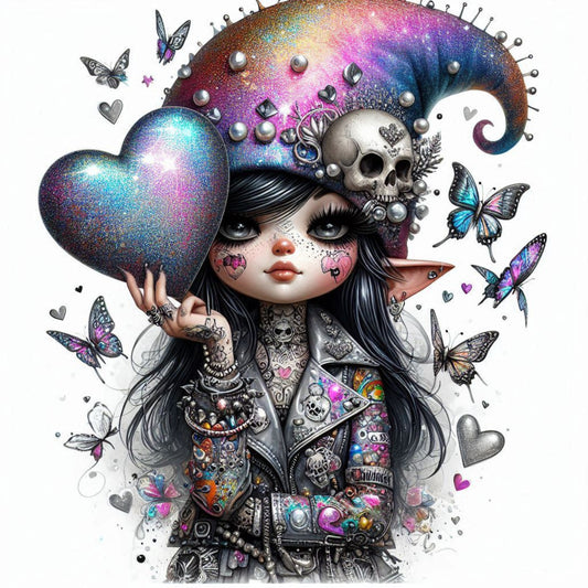 Auktion - Bügelbild - Gothic Gnom 1 - 20cm