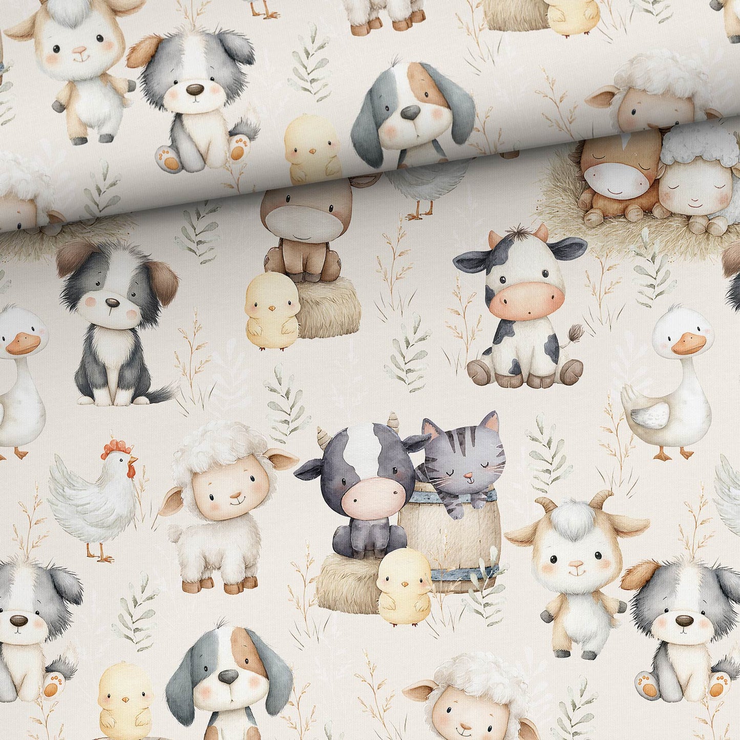 Jersey - Bauernhof Tiere Beige