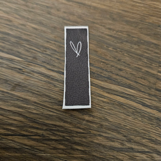 Kunstlederlabel - Klapplabel Herz Dunkelbraun