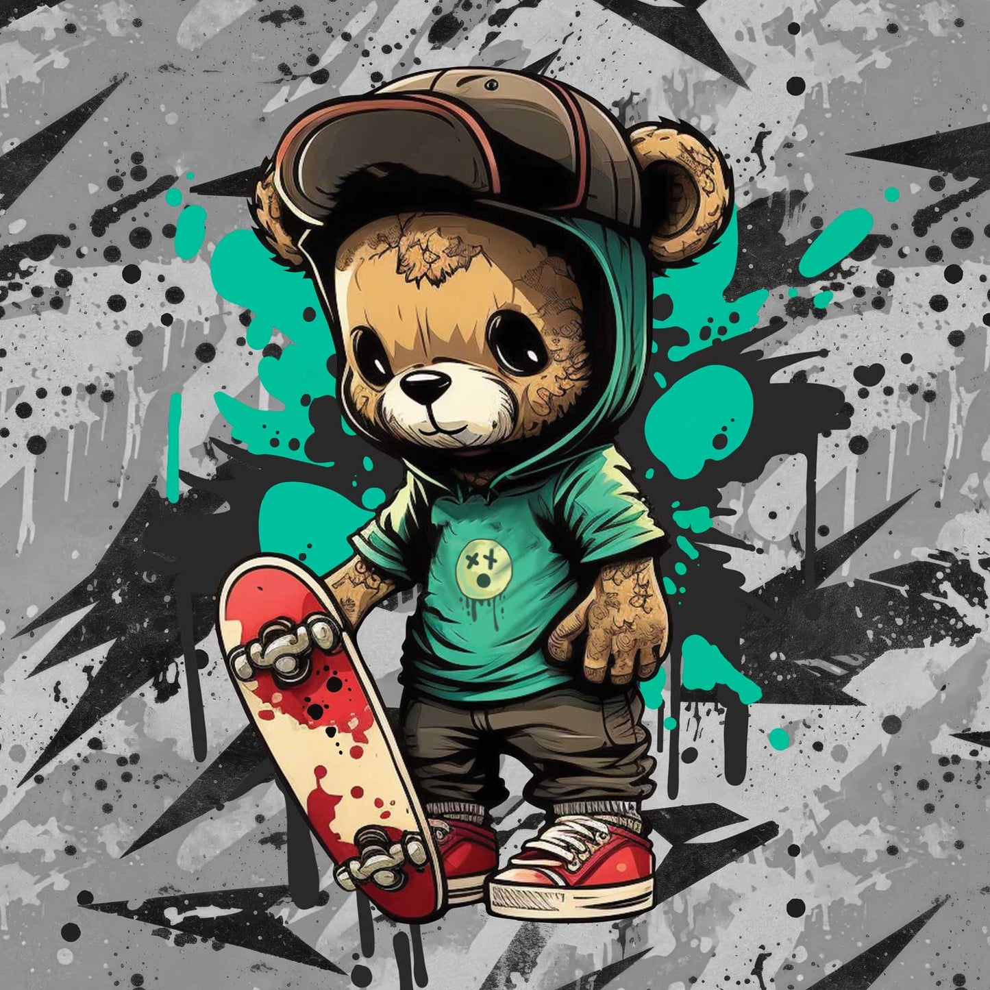 Sommersweat - Graffiti Grunge Grau