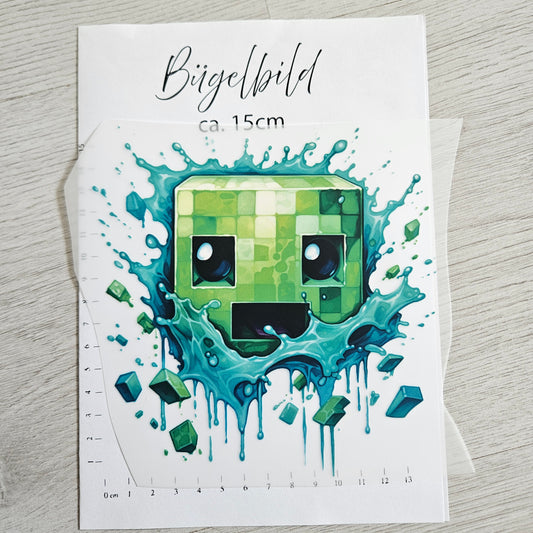 Bügelbild - Pixel Block ca. 15cm