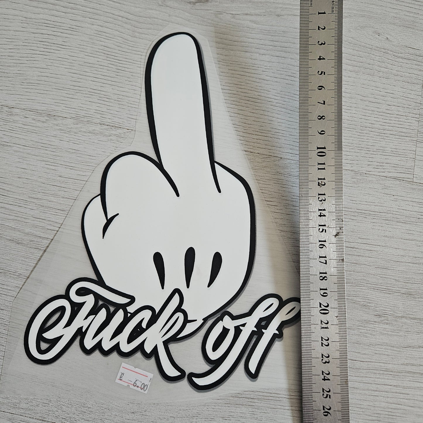 Bügelbild - Fuck off Weiß ca. 25cm