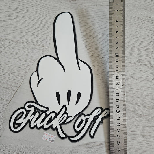 Bügelbild - Fuck off Weiß ca. 25cm
