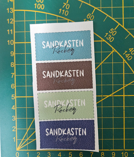Kunstlederlabel Set - Sandkasten Rocker Blau