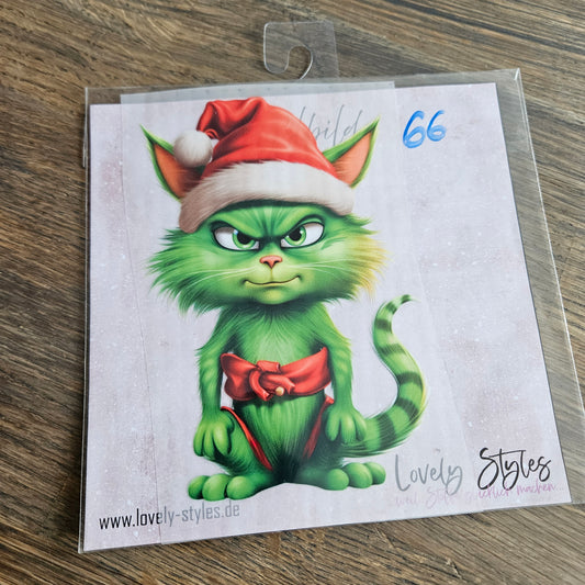 Bügelbild - Grüne Katze ca. 15cm