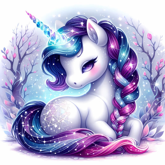 Auktion - Bügelbild - Sparkle Einhorn Lila 9 - 15cm