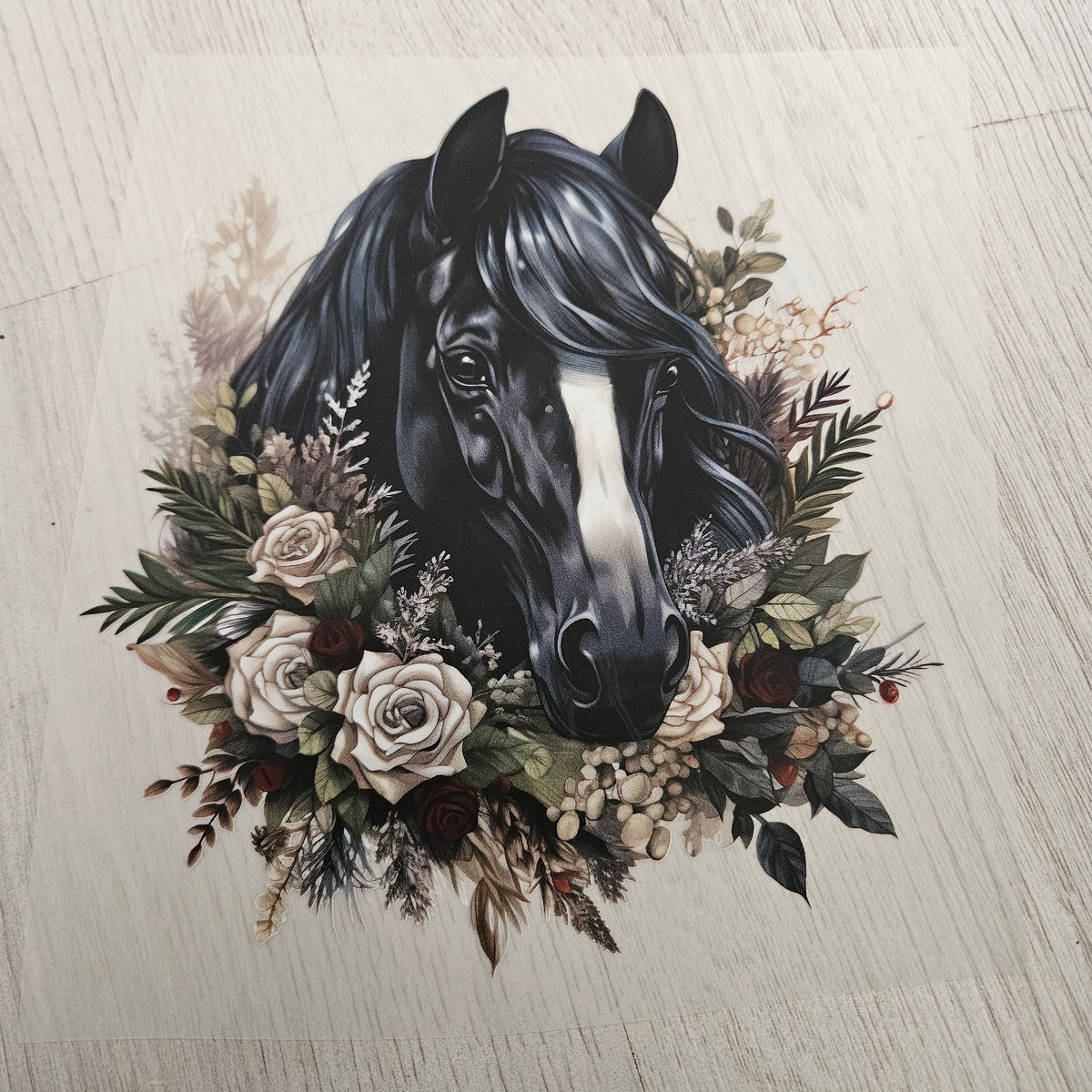 Bügelbild - ca. 20cm - Pferd schwarz