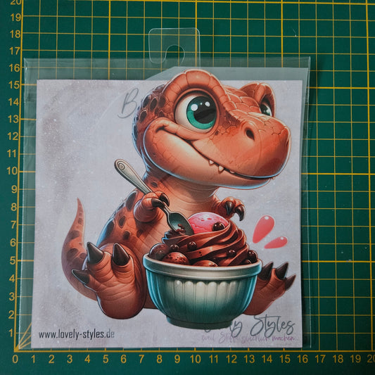Bügelbild - Dino backen  ca. 15cm
