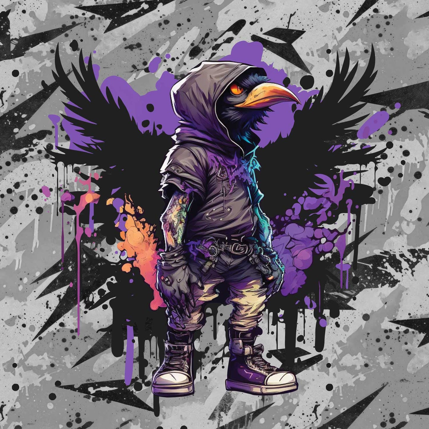 Sommersweat - Graffiti Grunge Grau