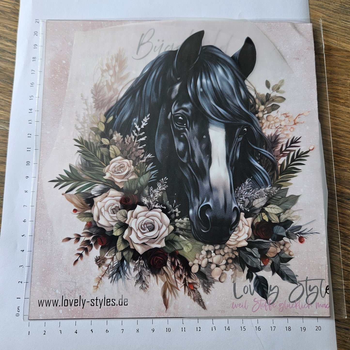 Bügelbild - Pferd mit Blumen ca. 20cm