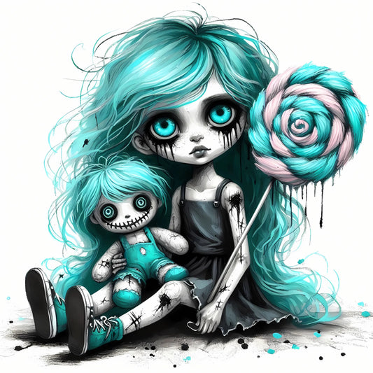 Auktion - Bügelbild - Zombie Mädchen Mint 13 - 20cm