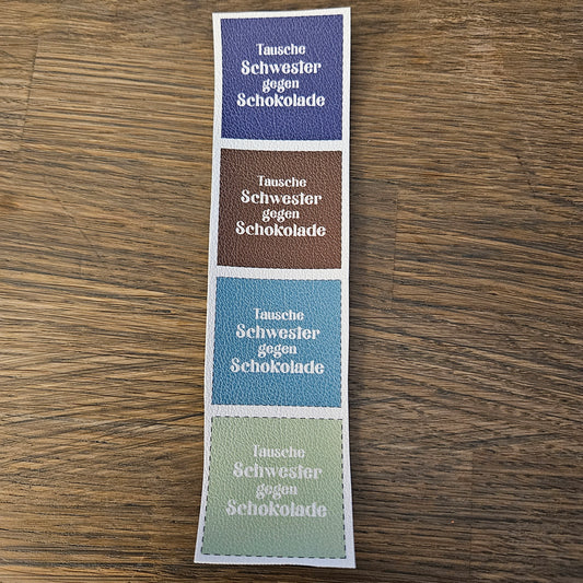 Kunstlederlabel Set - Tauschen Schwester Blau