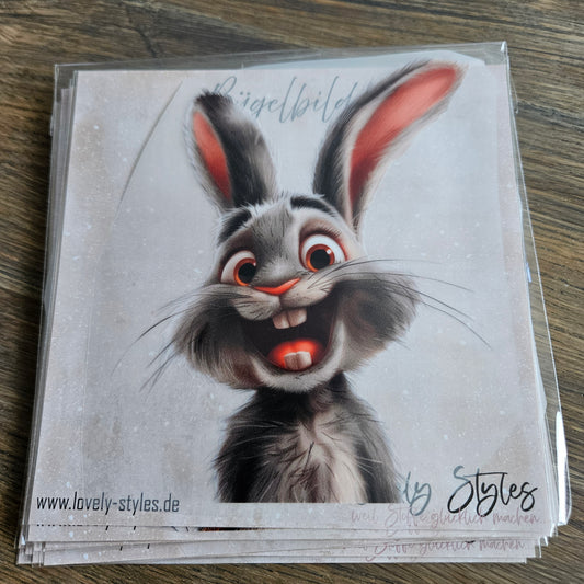 Bügelbild - Hase Grau ca. 15cm