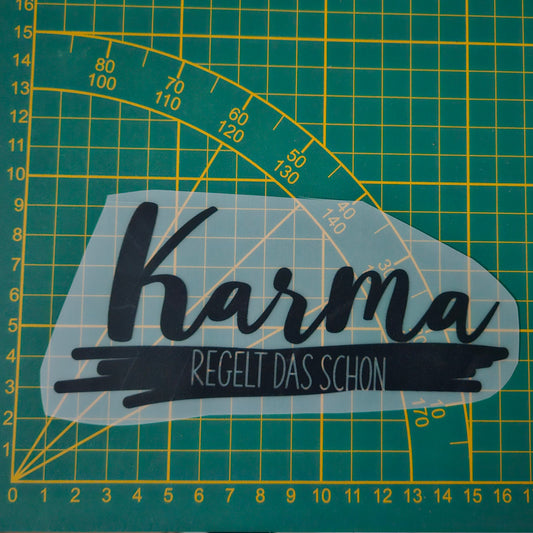 Bügelbild - Karma ca. 15cm Schwarz
