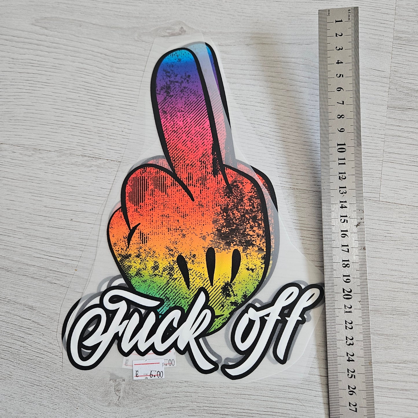 Bügelbild - Fuck off Bunt ca. 25cm