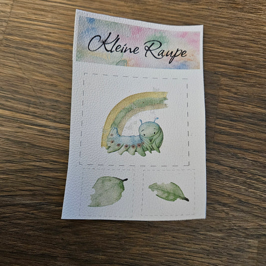 Kunstlederlabel Set - Kleine Raupe Bunt