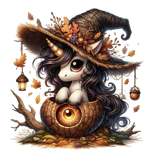 Auktion - Bügelbild - Halloween Einhorn 4 - 15cm