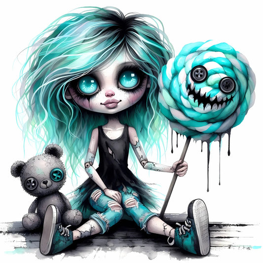 Auktion - Bügelbild - Zombie Mädchen Mint 14 - 20cm