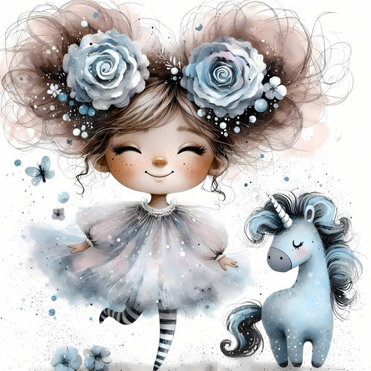 Auktion - Bügelbild - Süßes Mädchen 3 - 20cm