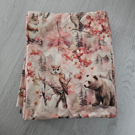 Sommersweat - Waldtiere Rosa 1m