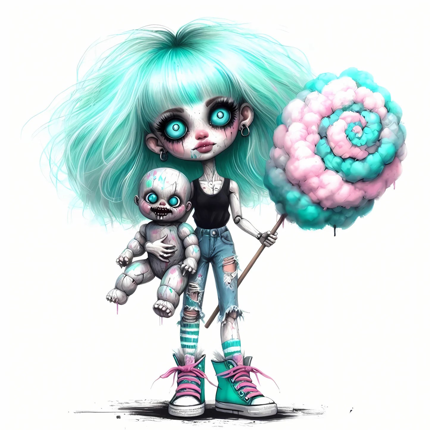 Auktion - Bügelbild - Zombie Mädchen Mint 5 - 20cm