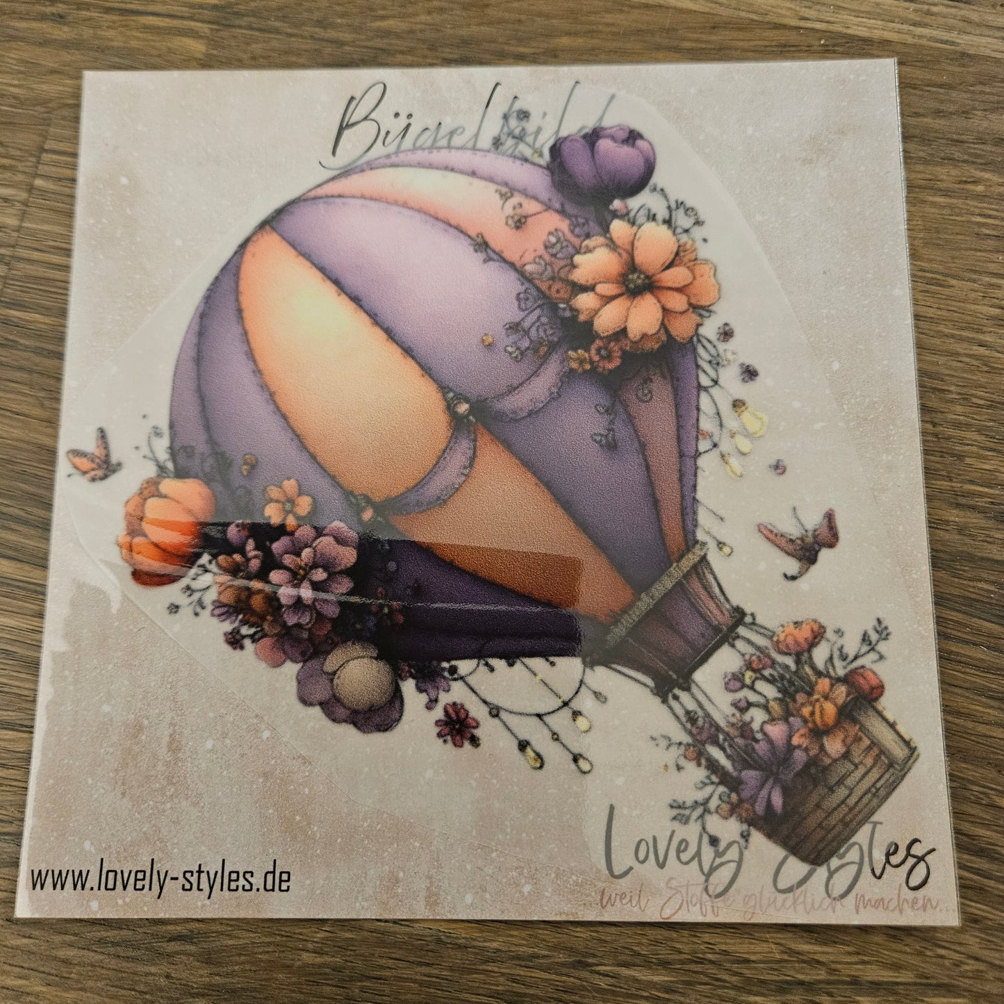 Bügelbild - Lila Heißluftballon ca. 15cm