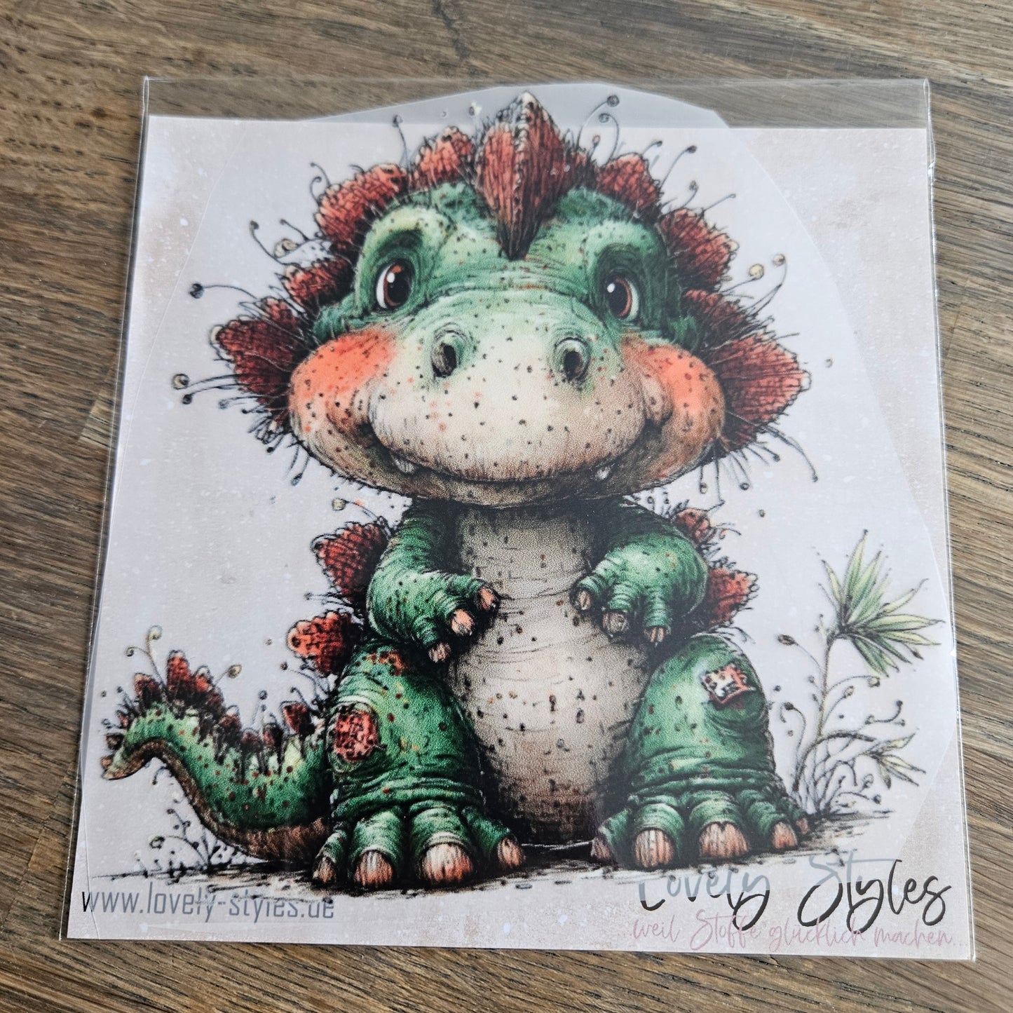 Bügelbild - Dino Grün ca. 15cm