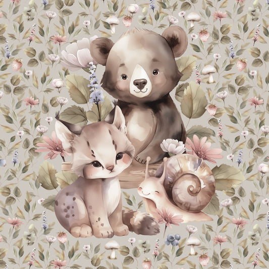 Sommersweat - Panel - Waldtiere Creme