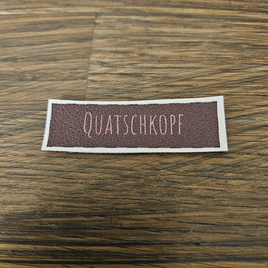 Kunstlederlabel - Quatschkopf Braun/Rosa