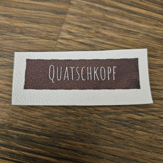 Kunstlederlabel - Quatschkopf Braun/Hellblau