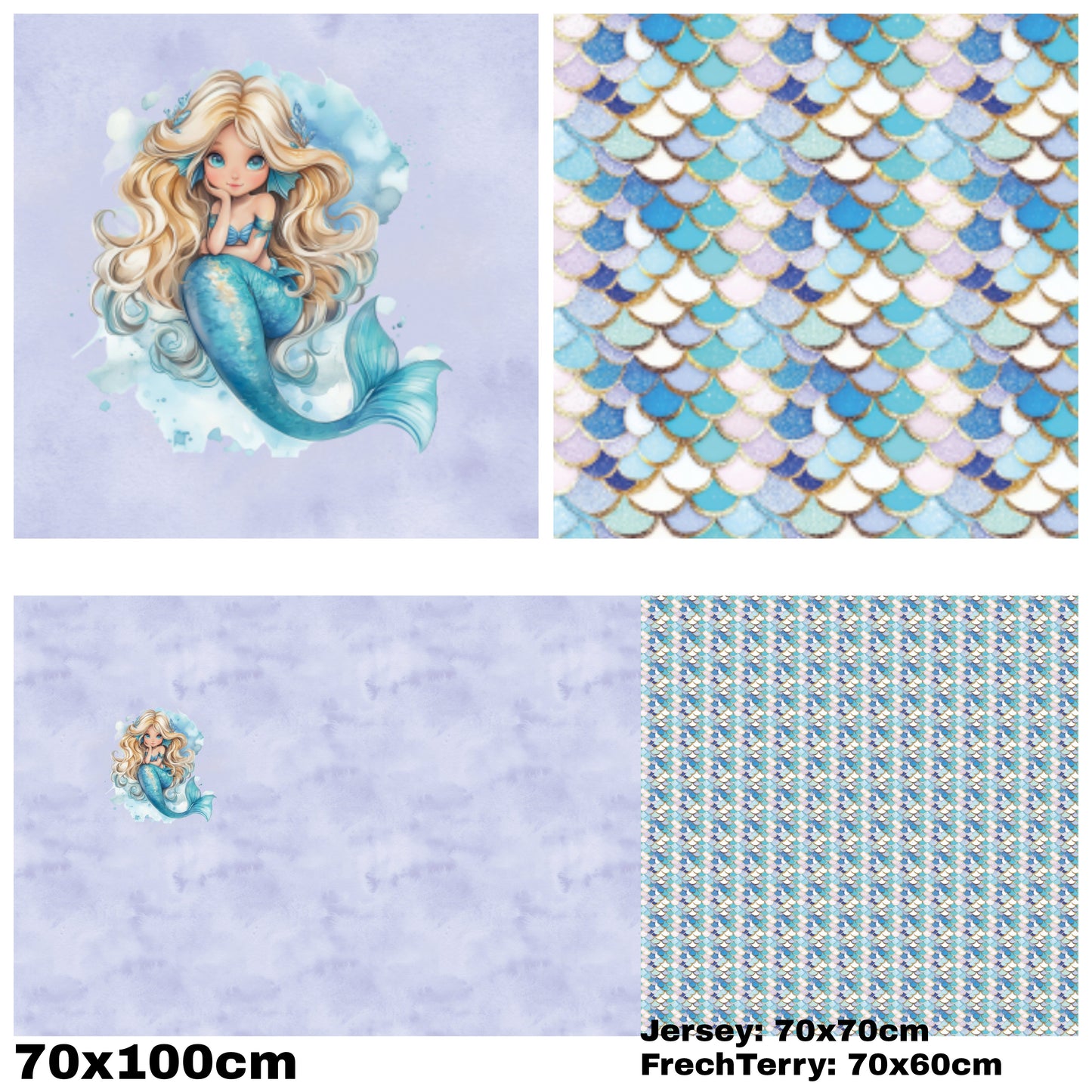 Panel mit Kombi - Watercolour - Meerjungfrau Blau