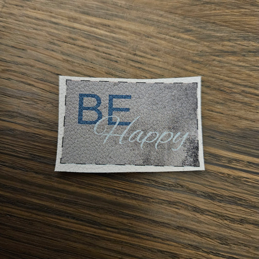 Kunstlederlabel - BeHappy Grau/Petrol