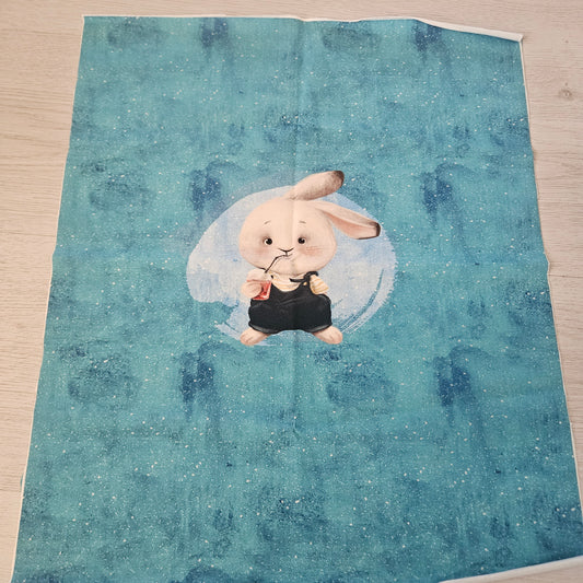 Jersey - Panel Hase Türkis 40x50cm