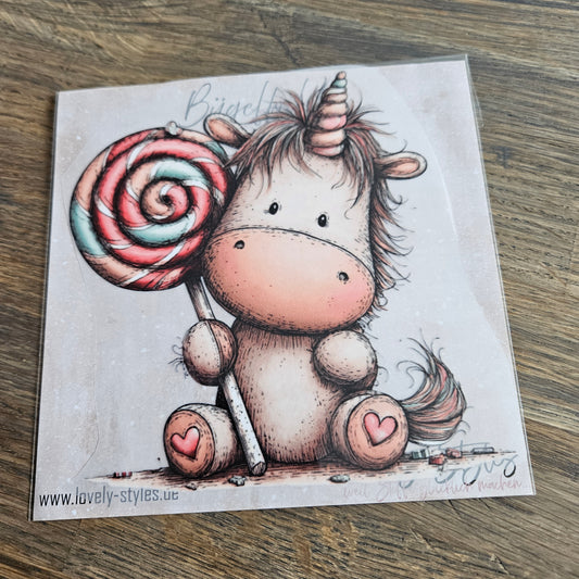 Bügelbild - Einhorn Lolli ca. 15cm