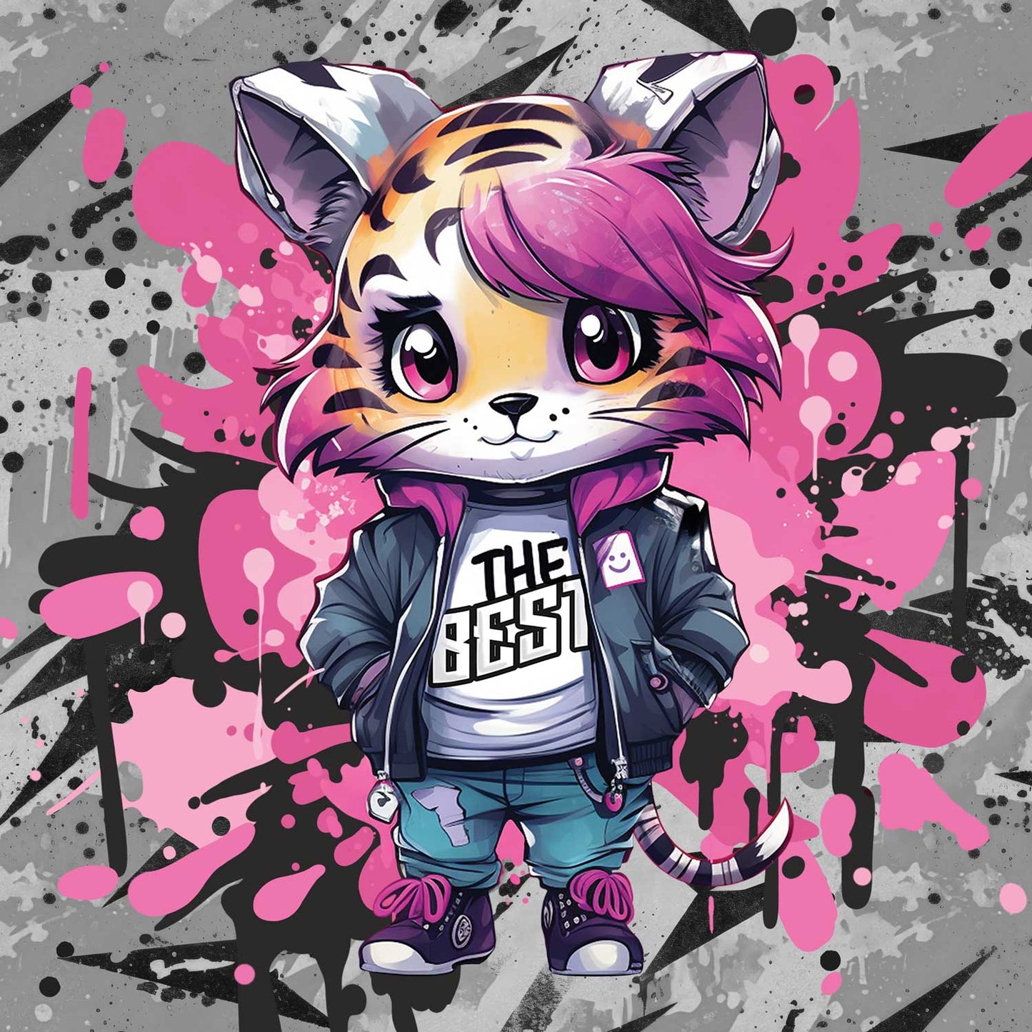 Sommersweat - Graffiti Grunge Grau