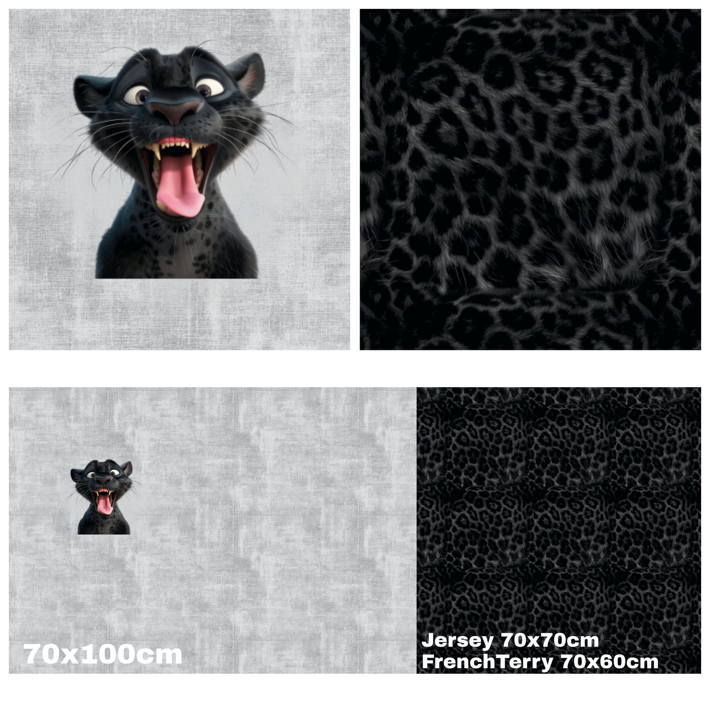 Panel mit Kombi - Grunge Leinen - Leo  Schwarz