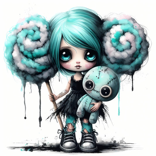 Auktion - Bügelbild - Zombie Mädchen Mint 10 - 20cm