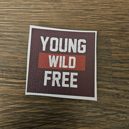 Kunstlederlabel - Young Wild FREE braun