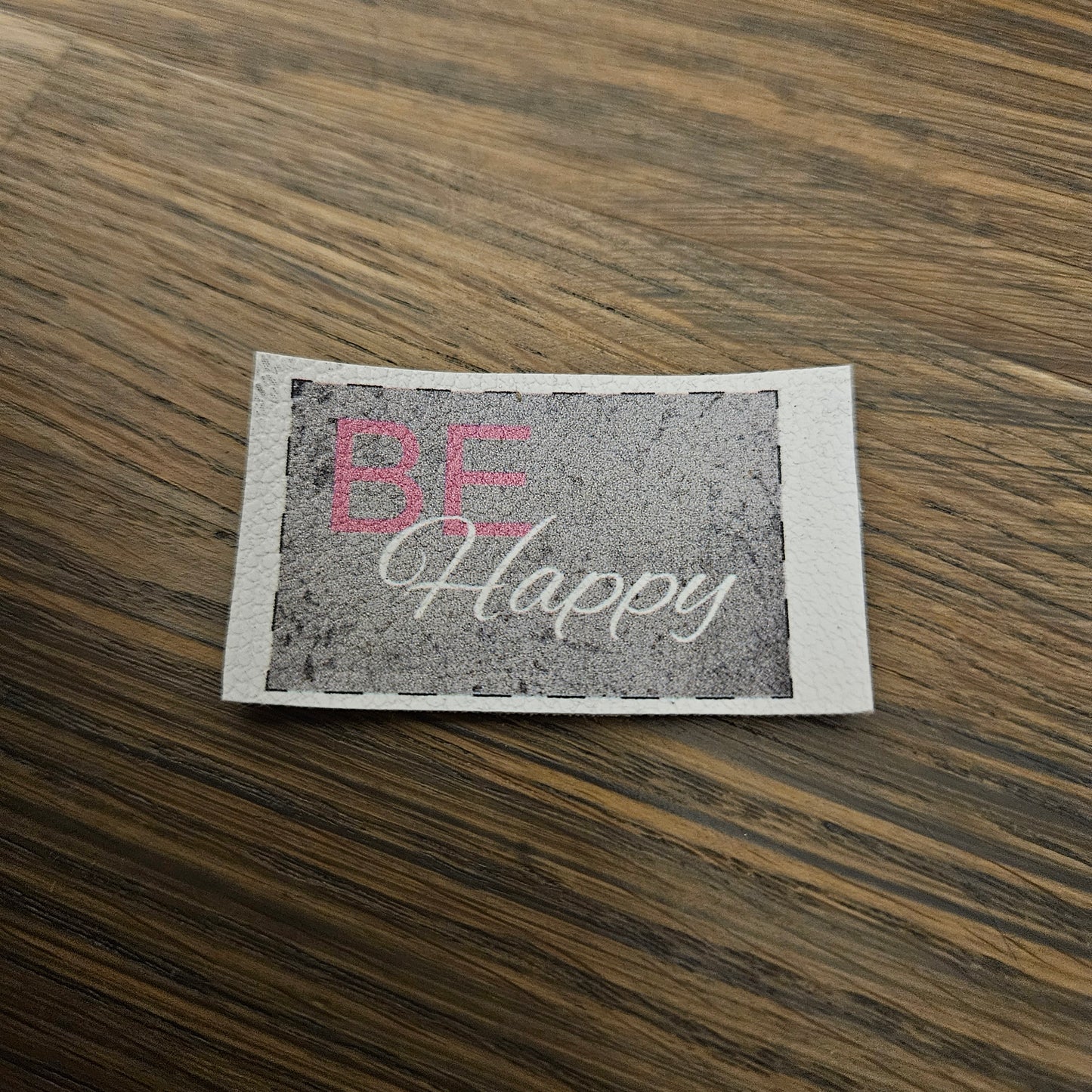 Kunstlederlabel - BeHappy Grau/Rosa