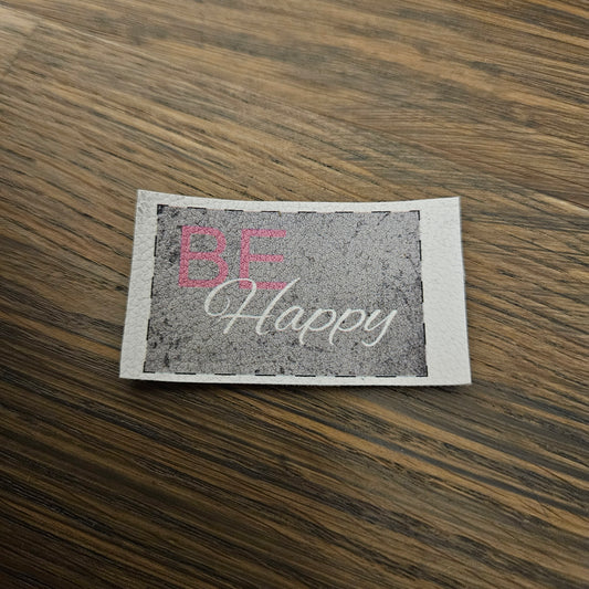 Kunstlederlabel - BeHappy Grau/Rosa