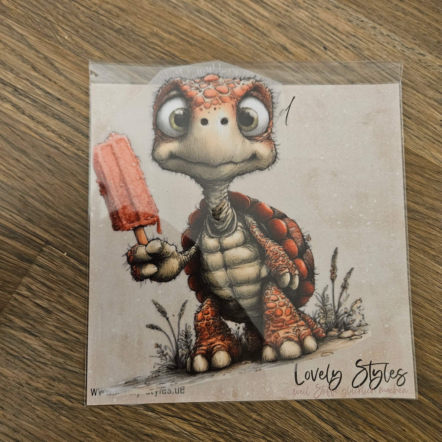 Bügelbild - Schildkröte mit Eis ca. 15cm